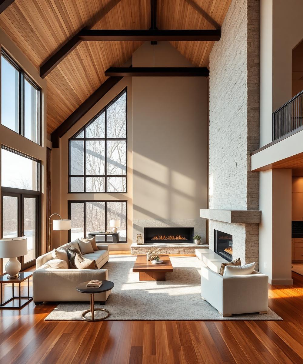 Modern Edmonton home interior with vaulted ceilings